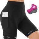 IUGA Padded Bike Shorts Women 4D Breathable Womens Cycling Shorts with Padding Mountain Biking Shorts with Pockets (Medium, Black)