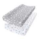 Changing Pad Cover for Boys Girls 2 Pack, Lovely Print Soft Unisex Diaper Change Table Sheets, Fit 32"x16" Contoured Pad, Comfy Cozy 2-Pack Cradle Sheets, Grey & White (White&grey)