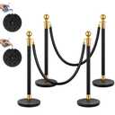 VIVOHOME Stanchions and Velvet Ropes 4PCS, Water-Fillable Base with Iron Post, 5 Feet Velvet Ropes and Posts, Crowd Control Barriers, Red Carpet Runner Poles for Party Supplies