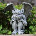 OwMell Gargoyle Statue Garden Guardian Sculpture Figurine Gothic Indoor Outdoor Garden Decor Statue 7 Inch - Sitting