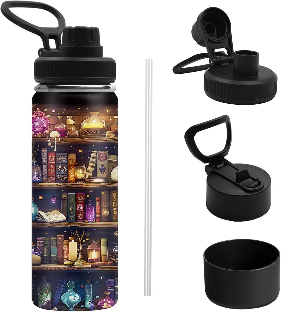 Book Lovers Gifts, 18oz Water Bottle, Reading Tumbler for Friend, Bookish Gifts for Women Readers Librarian, Book Accessories Leak-proof Travel Mug with Antislip Silicone Boot