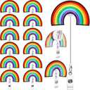 12 Pcs Rainbow Badge Reels Back to School Retractable Badge Holder with Alligator Clip Cute Colorful Name Clip Holder for Women Doctor Nurse Office Worker Teacher Student Supply Party Gift