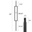S11 Wrought Iron Balusters Set of 10 Decorative Metal Deck Balusters Single Rectangle - 1/2-inch Hollow Iron Spindles Satin Black Metal Railing