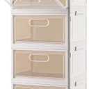 Freebat 4Tier Stackable Storage Bins with Lid, 23QT Storage Containers,Clear Foldable Plastic Drawer Storage on Wheels,Closet Organizers and Storage for Living Room,Bedroom,Office,Dorm