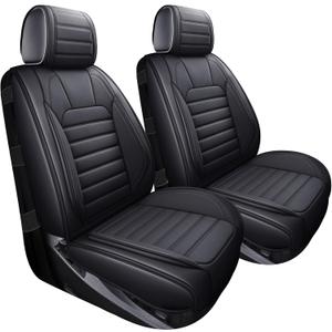 YIERTAI Truck Seat Covers for Chevy Chevrolet Silverado GMC Sierra Custom Fit 2007-2025 1500/2500/3500 Trail Boss Z71 Crew Double Extended Cab Waterproof Leather(2 PCS Front only/Black)