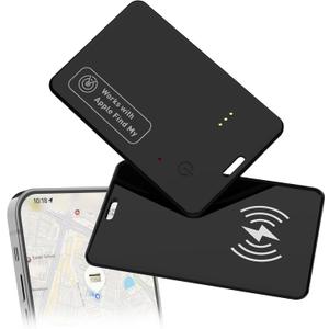 2-Pack Wallet Tracker Card for Apple Find My(iOS Only), Rechargeable Thin Finder with Wireless Charging - Protable Item Locator for Keys, Luggage, Passports and Bags