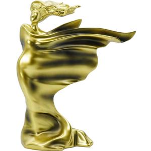 Elegant Resin Sculpture Decor Golden Lady with Flowing Gown Design,  in Gold, White, and More, Modern Art Home Accent for Living Room, Office, and Gift Giving