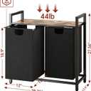 Kitstorack Laundry Basket Organizer, Laundry Hamper with Shelf & 2 Pull-Out Removable Bags, Dirty Clothes Hamper Organizer for Laundry Room Bathroom and Dorm, 2 x 11.8 gallons (44.5L)