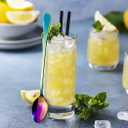 Hoshen 7.6 Inch Stainless Steel Ice Spoon, Mixing Spoon, Long-Handled Dessert Coffee Spoon, Ice Cream Spoon, Cocktail Mixing SpoonPack of 8Colorful