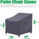 F&J Outdoors Patio Chair Covers, Heavy Duty Waterproof UV Resistant Outdoor Large Deep Seat Lounge Chair Club Chair Cover, Grey, 40" W x 40" D x 36" H