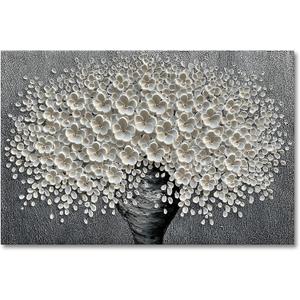 Epicler 30x45 inch Hand-Painted Oil Painting, White Bouquet Oil Painting, Canvas Wall Decoration Painting