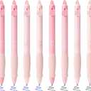 BAYTORY 8Pcs Cute Retractable Erasable Gel Pens, Blue and Black Ink Pen with Eraser Clear, Smooth Writing Comfortable to Use for Note Taking Marking Planner Crossword Puzzles (Pink)