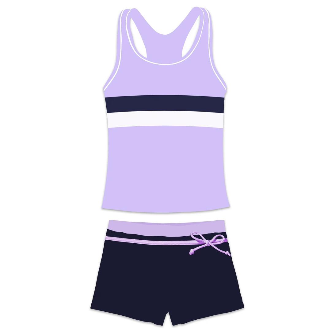 PROALLO Little Girls' Summer Swimwear Two Piece Boyshort Tankini Kids Swimsuit, 3XL, Purple  PROALLO Little Girls' Summer Swimwear Two Piece Boyshort Tankini Kids Swimsuit, 3XL, Purple