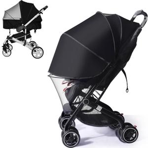 UPF50+ Sunshade Stroller Cover, 2-in-1 Stroller Sun Shade with Two-Way Zipper, Universal Breathable 3D Baby Mosquito Net, Privacy Netting for Stroller, UV Protection