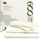 Mayfair Linen 100% Egyptian Cotton Sheets Full Size Bed Set - 4 PC 600 Thread Count Full Sheets Set Egyptian Cotton (Ivory), Ultra Soft, Cooling, 16" Deep Pocket Sateen Weave Luxury Hotel Bedsheet