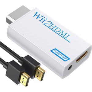 GANA Wii to hdmi Converter, wii to hdmi Adapter, 1080p 720p Connector Output Video & 3.5mm Audio - Supports All Wii Display Modes (wii to hdmi White)