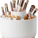 DASITON Large Capacity Makeup Brush Holder,360 Rotating Makeup Organizer,5 Slot Makeup Brushes Cup,for Vanity Decor,Bathroom Countertops,Desk Storage Container,Cosmetic Display cases(White)