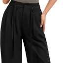 FUNYYZO Wide Casual Pants Women's High Elastic Waisted Business Work Trousers Long Pants J-Black (Black)
