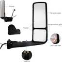Chrome Door Mirror assembly fit for Truck International LT625 2017+ Power Heated with LED Signal light and CB, Right Passenger Side RH