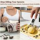 Electric Heated Ice Cream Scoop with Stand, 5000mAh Rechargeable Ice Cream Scooper for Hard Frozen Desserts, 158 Fast Melting & Smart LED Display, IP67 Waterproof Anti-Freeze Spoon, Perfect Gift