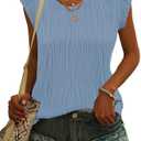 AUSELILY Women's 2025 Trendy Summer Cap Sleeve Tank Tops Casual Ladies Loose Fit V Neck T Shirts, L