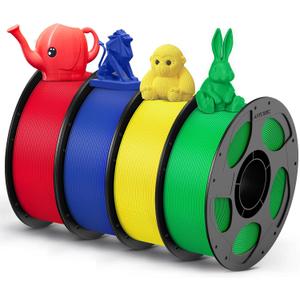 ANYCUBIC PETG Filament 1.75mm Bundle, 3D Printer Filament, Dimensional Accuracy +/- 0.02mm, Exceptional Toughness, 1KG Reusable Spool, 4KG Red+Green+Blue+Yellow
