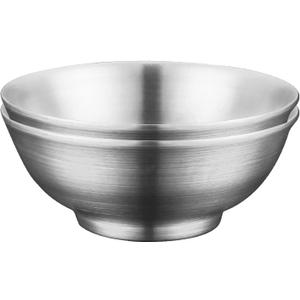 IMEEA Large Soup Bowls 54 Oz Salad Bowl Double Wall Insulated SUS304 Stainless Steel Serving Bowls for Ramen, Pasta, Snacks  Set of 2