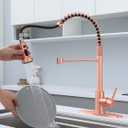 Copper Kitchen Faucet, Commerical Kitchen Faucet with Pull Out Sprayer, Kitchen Faucet with Deck Plate, Red Copper Faucet