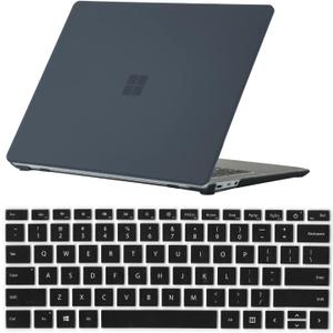 Se7enline Compatible with 2022 2021 2019 2018 13.5 inch Microsoft Surface Laptop Case for Surface Laptop 5/4/3/2 with Alcantara Material Model1769/1867/1958/1950 Cover&Keyboard Cover,Matte Black
