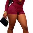 Ophestin Womens Sexy Cowl Neck Long Sleeve Jumpsuits Bodycon Date Night Rompers (Red, S)