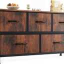 OLIXIS Dresser for Bedroom with 5 Drawers, Wide Chest of Drawers, Fabric Bedroom Dresser with Drawer Organizers, Storage Organizer Unit with Fabric Bins for Closet, Living Room, Hallway, Rustic Brown