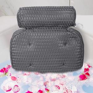 Bath Pillow for Tub Support Neck and Back, Bathtub Pillow Bath Accessories for Bathtub Women, Hot Tub Accessories for Adults Gray