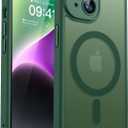 CANSHN Magnetic for iPhone 14 Plus Case, Upgraded [Full Camera Protection] [Compatible with Magsafe] [Translucent Matte] Shockproof Protective Phone Case for iPhone 14 Plus 6.7" - Deep Green