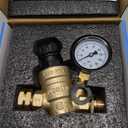 RVGUARD RV Water Pressure Regulator Valve With An Adjustable Knob, Tool-Free, CSA Approved, Lead-Free Brass Water Pressure Reducer with Gauge and Inlet Screen Filter for RV Camper Travel Trailer