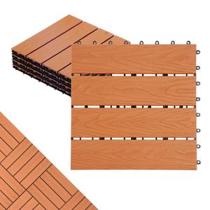 Polymer Composite Interlocking Deck Tiles Outdoor,12x12 Thick Composite Patio Floor Tiles Decking Boards for All Weather Use,Waterproof, Poolside,Balcony,Patio(4Pcs,Natural,4 sqft)
