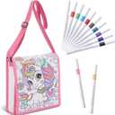 Mindsoft Color Your Own Crossbody Bag for Kids with 12 Markers DIY Doodle Messenger Bag with Adjustable Strap(Unicorn)