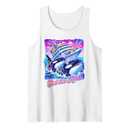 Eat the Rich Whale 90s Orca Funny Whale Yacht Animal Retro Tank Top, M