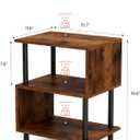 Frylr Small Side Table, End Table and Nightstand with 3-Tier Wood Shelves, Sturdy Metal Frame with 44 LBS Capacity per Shelf, Easy to Assemble for Living Room or Bedroom,Rustic Brown