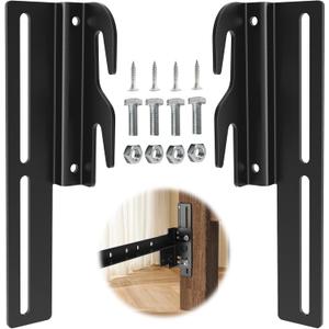 2 PCS #711 Bed Frame Bolt On to Hook On Conversion Brackets for Headboard or Footboard, Hook on Bed Rails Brackets, Extra Heavy Duty Hook Plate Adapter, Headboard Attachment Kit with Hardware, Black