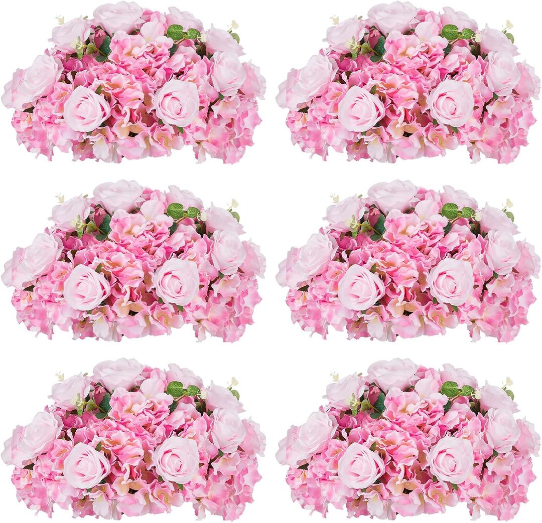 Inweder Pink Flowers Balls for Centerpieces: 6 PCS 15.7" Diam Flower Centerpieces for Tables in Wedding Reception Decorations Arrangement for Party Celebration Planners