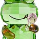 Crystal Frog Figurine - Glass Animals Desk Decor & Home Office Ornament, Collectible Art Gifts for Frog Lovers (Green Frog-pink Rose, One Size)