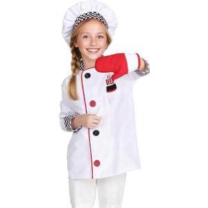 Kids Chef Costume Boys Role Play Costume Pretend Play Chef Costume for Boys and Girls 3-8T