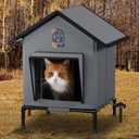 Rywell Cat Houses for Outdoor, Insulated&Weatherproof Outdoor Cats Shelter for All-Season,Easy Assemble with Ground Stakes, Door Flap & Elevated Base