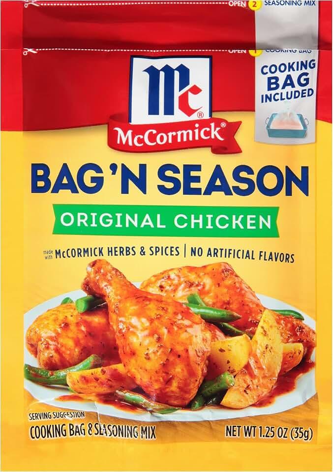 McCormick Bag 'n Season Original Chicken Cooking Bag & Seasoning Mix, 1.25 oz Pack Of 6 (BBD: Mar 14 2028)