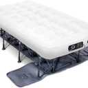 Ivation EZ-Bed (Twin) Inflatable Air Mattress with Frame & Rolling Case, Built-in Deflate Defender Dual Pump Technology - 3 Min Self Inflate/Deflae Raised Blow up Bed on Legs, Premium Coil Design