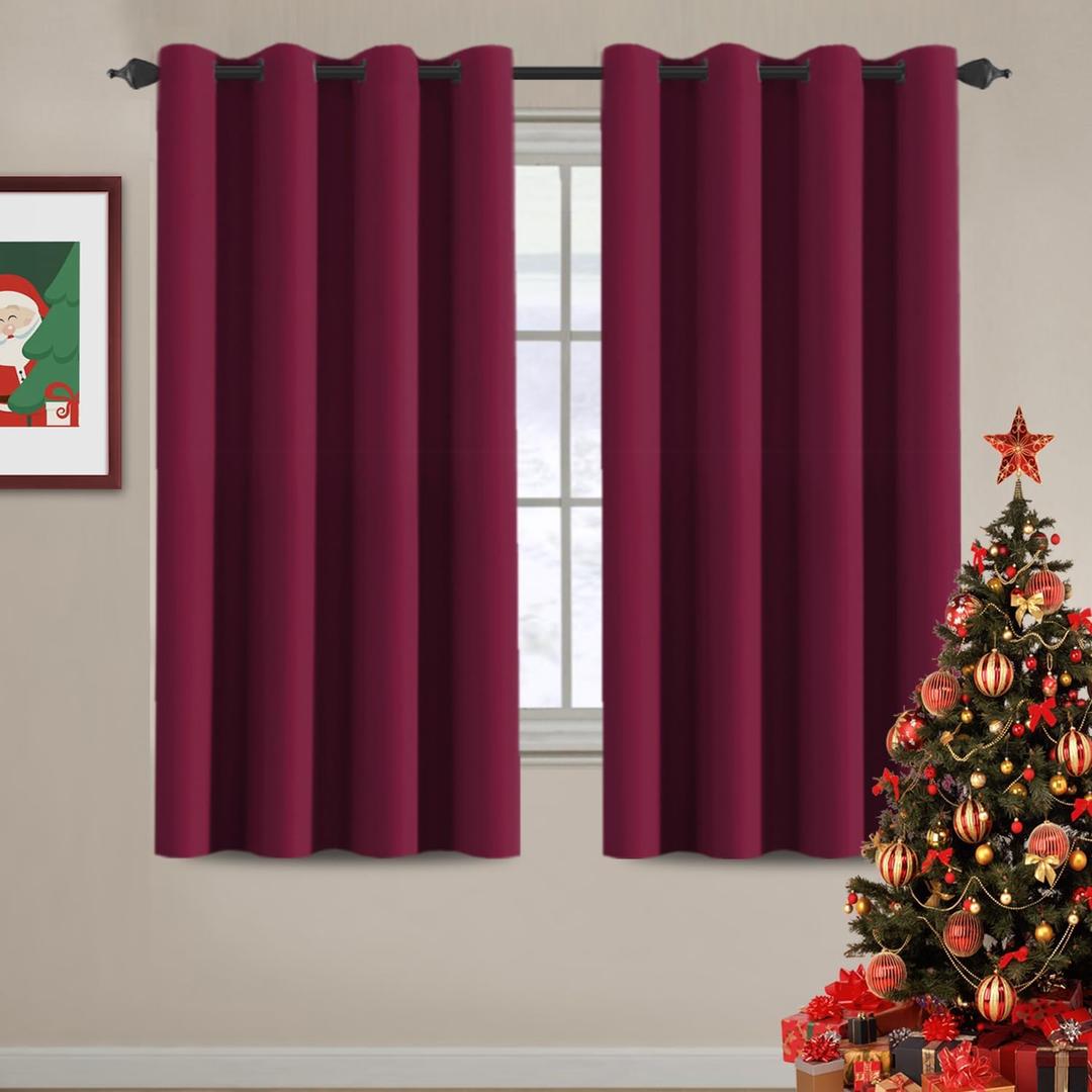 H.VERSAILTEX Blackout Curtains for Living Room/Bedroom Ultra Soft and Smooth Thermal Insulated Grommet Red Blackout Curtains for Christmas, 52 by 63 inch Long - Single Panel