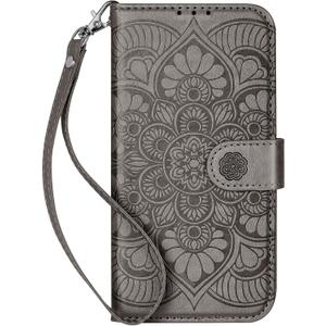 Wallet Case for iPhone 14 Pro,[RFID Blocking] 3 Card Holder with Credit Card Slot Leather Magnetic Flip Cover for iPhone 14 Pro (Grey)