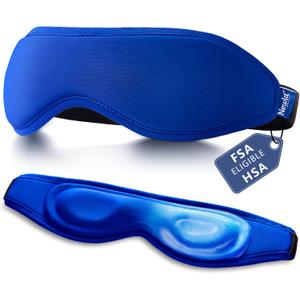 Contoured Cooling Gel Eye Mask: Snug-Fit Cold Compress for Puffy Eyes, Migraine & Sinus Pressure, Ice Pack for Eye Strain & Post-Surgery Care - Fits Most Head Sizes, FSA Eligible Eye Care(Blue) (Small)
