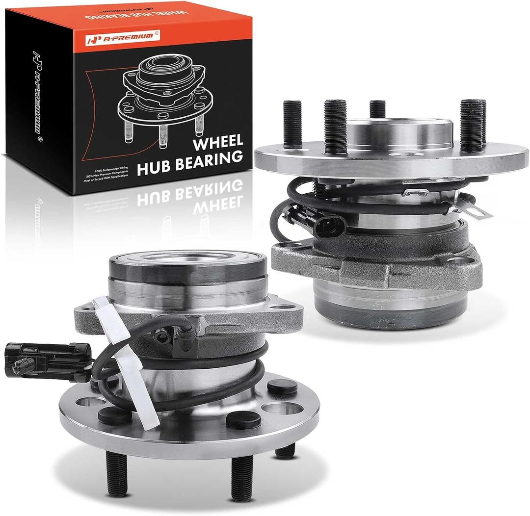A-Premium 2Pcs Front Wheel Bearing and Hub Assembly with ABS & 5-Lug