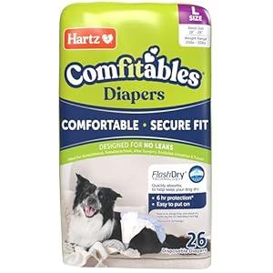 New! Hartz Comfitables Disposable Dog Diapers, Size Large 26 Count, Comfortable & Secure Fit, Easy to Put On, Super Absorbent Male and Female Diaper